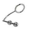 BDSM Sex Toys Dual Ball Butt Plug Penis Ring Stainless Steel Anal Hook With Cock Ring