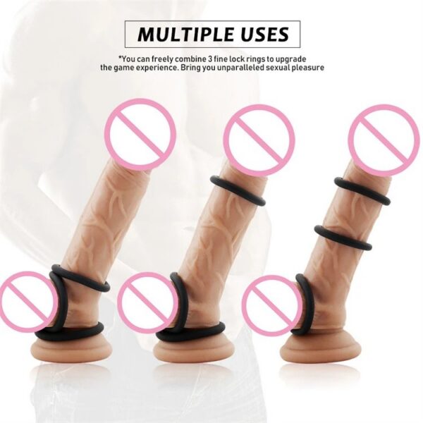 Sex Toys Penis Ring for Men 3 Different Size Reusable Silicone Cock Ring Delay Ejaculation
