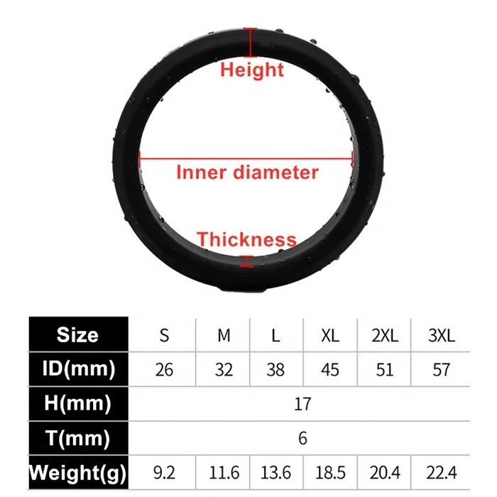 Silicone Male Cock Ring Penis Ring TPE Material Soft Feature 6 Different Sizes Sex Products for Delay Ejaculation