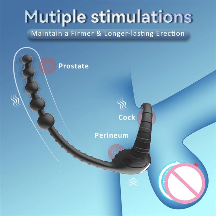 Sex Toys for Men 10 Speed Remote Control Vibrating Anal Beads Cock Ring with Anal Plug Vibrator