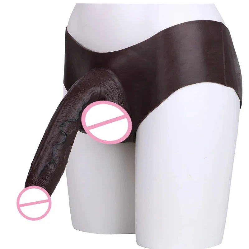 10.01'' Long Hollow Dildo Strap on Silicone T-Back Pants for Men Dick Enlargement Male Strap on Penis Sleeve