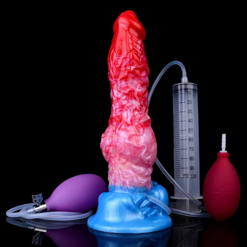 Inflatable Water Spray Simulation Sex Fantasy Monster Dildo Soft Silicone Spraying Dildo Masturbator Adult Fun Sex Toy