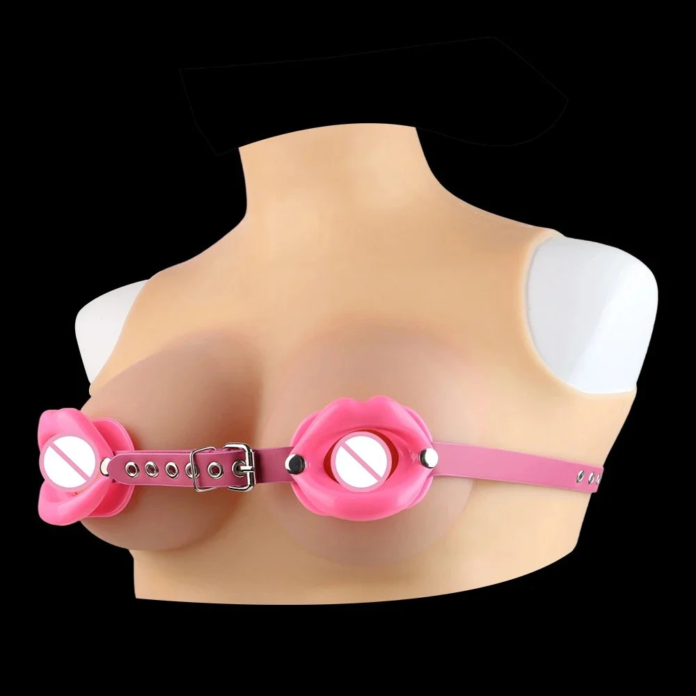Sexy Red Lips Design Nipple Clamps Adjustable Breast Clips with Strap Bondage Fetish Toys