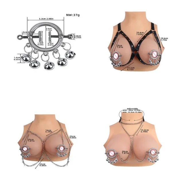 Nipple Clamps Adjustable Metal Chain Breast Labia Clips Clit Clamp Skin-friendly 304 Stainless Steel Sex Toy