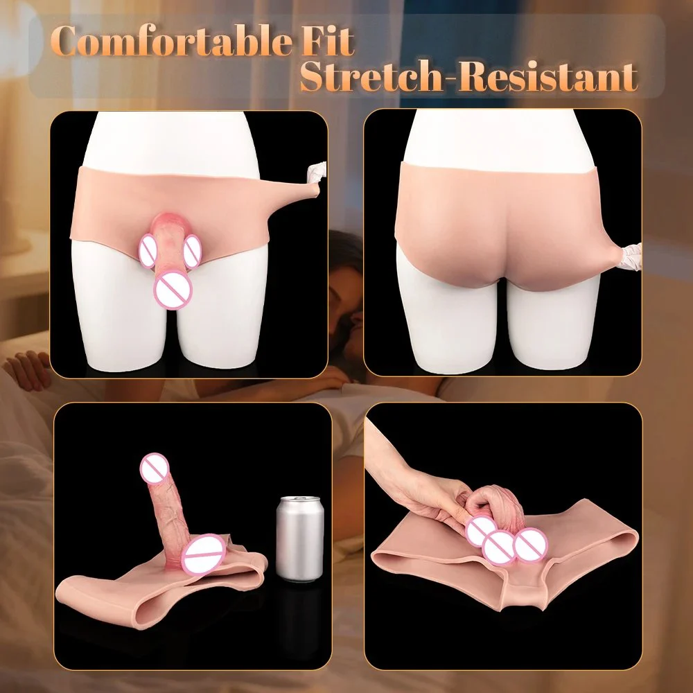Medical Silicone Wearable Dildo Hollow Design Insertable Wearable Dildo Briefs Effective Extension for Men