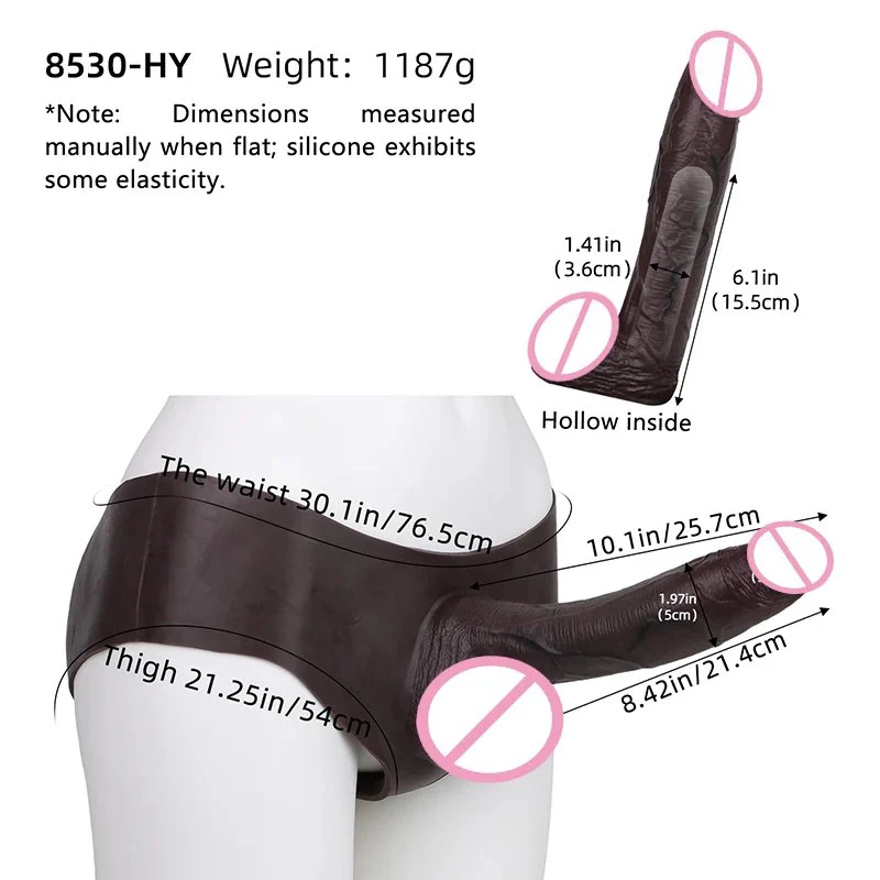 10.01'' Long Hollow Dildo Strap on Silicone T-Back Pants for Men Dick Enlargement Male Strap on Penis Sleeve