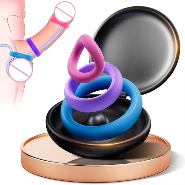 Male Adult Sex Husband and Wife Share Time Delay Doubl Ring Cover Ring Silicone Lock Essence Rope Couple Sex Toy Lock Fine Ring