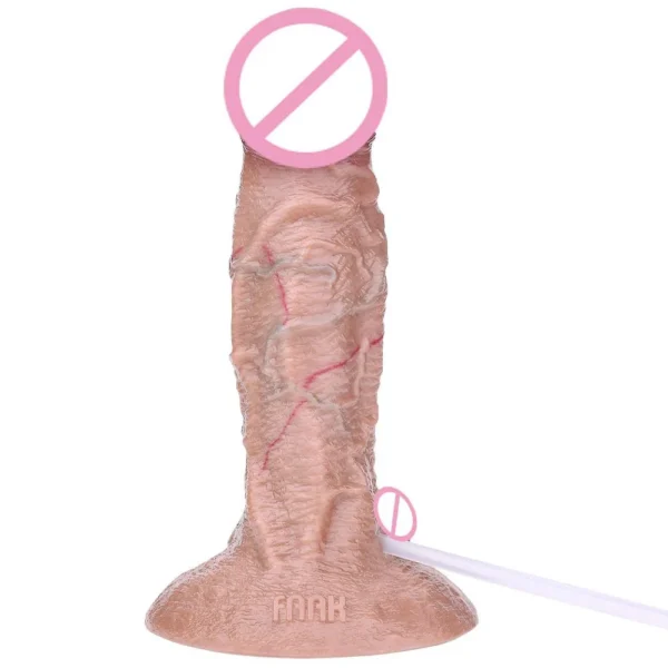 Simulation Skin Color Suction Cup Dildo with Syringe Squirting Dildo Using Medical-grade Silicone Material