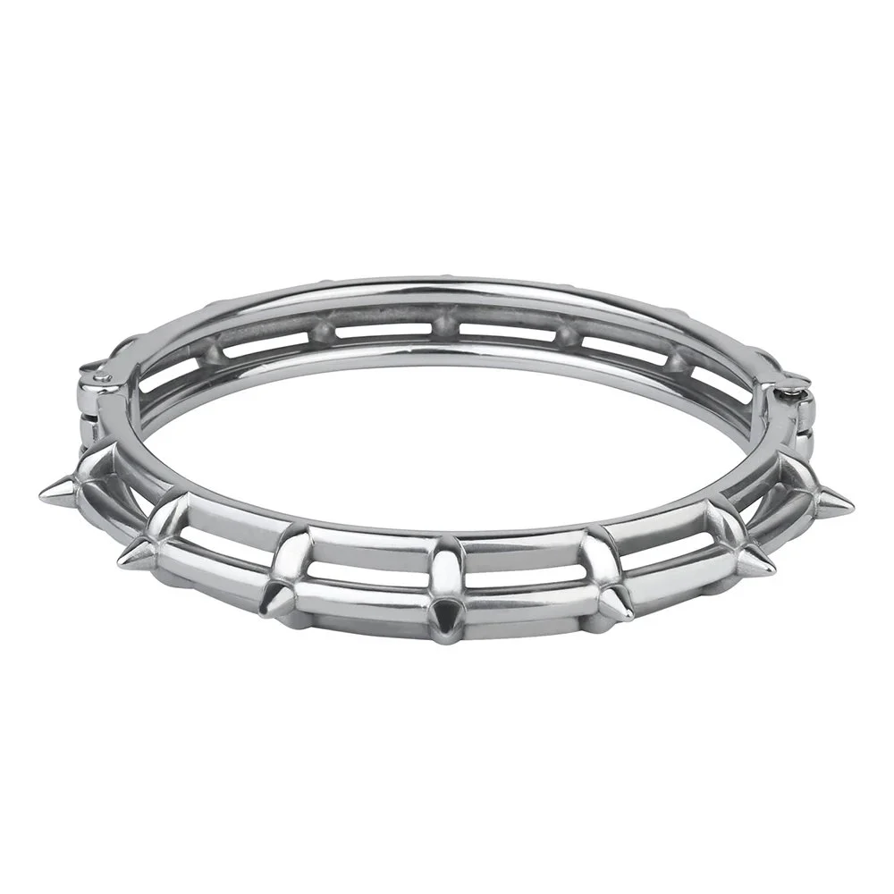 Silver Metal Necklace Collar for Men and Women Cool Punk Gothic Style Spiked Men & Women Training Chain Sex Toy Game PU Leather