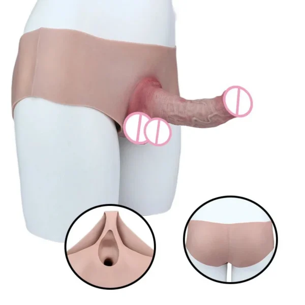 Realistic-feel Silicone Male Penis Skin-tight Pants for Wearable Simulation, Featuring Lifelike Texture and Sensation