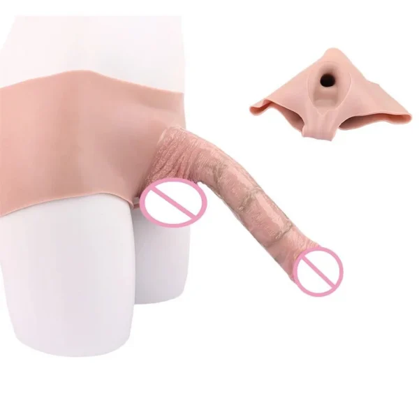 Elastic Liquid Silicone Wearable Hollow Penis Panties Realistic Dildo Strap on Dildo Adult Sex Toy for Men Women Hollow Sleeve