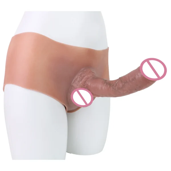 Silicone Dildo Leather Pants Insertable at Penis Effectively Enlarge Adult Male Penis Enhances More Realistic Experience