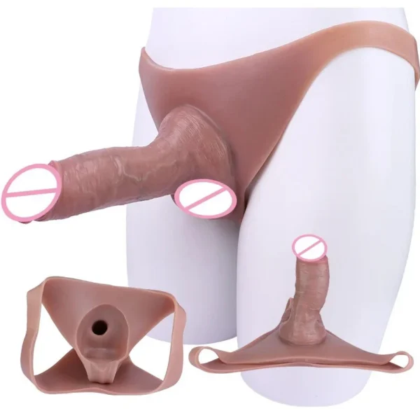 Silicone Male Hollow Dildo Sleeve Realistic Hollow Dildo Briefs for Men Dick Extend Wearable Penis Sex Toy for Men