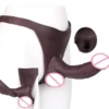 Silicone Penis Sleeve T-Back Pants Male Strap on Thong Dick Extender Realistic Inner Hollow Dildo Panties Sex Toys for Men