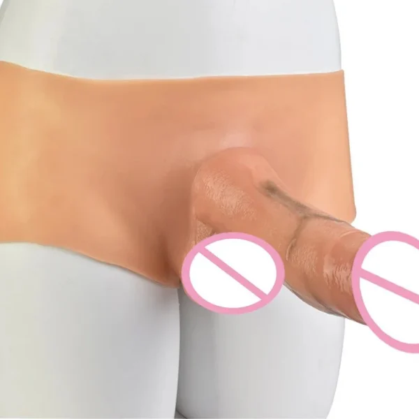 Silicone Solid Dildo Pants with Realistic Testicles Wearable Realistic Penis Underwear Strapon Dildo for Lesbian Game Sex Toys