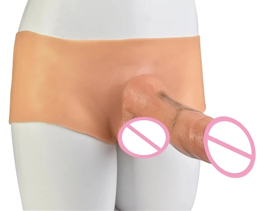 Silicone Solid Dildo Pants with Realistic Testicles Wearable Realistic Penis Underwear Strapon Dildo for Lesbian Game Sex Toys