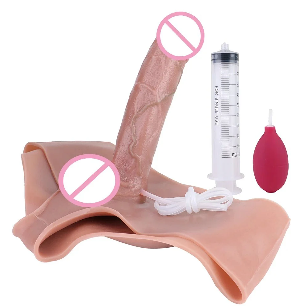 Realistic Wearable Penis Pants with Extender Function Inflatable Wearable Dildo Pants for Couple