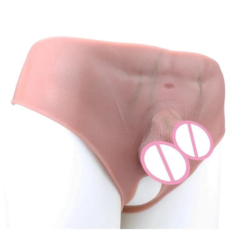 Silicone Open-crotch Solid Dildo Panties for Transgender Lesbian FTM Realistic Packers