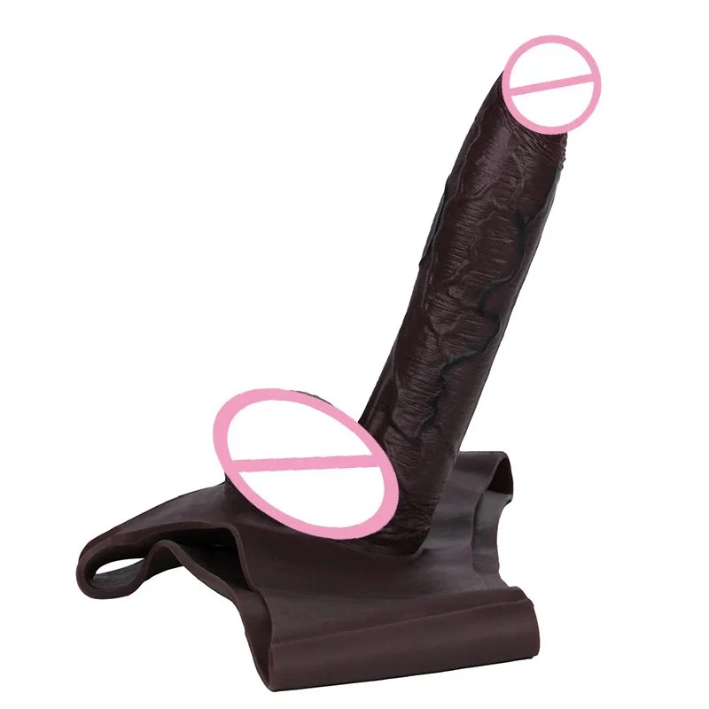 10.01'' Long Hollow Dildo Strap on Silicone T-Back Pants for Men Dick Enlargement Male Strap on Penis Sleeve