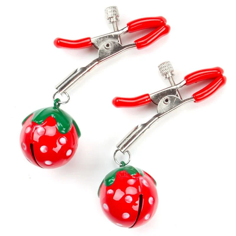 Sweet Strawberry Bell Milk Clip SM Prop Milk Clip Couple Training Nipple Clip Clitoral Clip Sexual Products