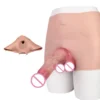 High Waisted Wearable Penis Leather Pants Hollow Design Male Sex Toys Silicone Effectively Increase Penis Length