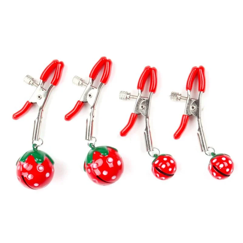 Sweet Strawberry Bell Milk Clip SM Prop Milk Clip Couple Training Nipple Clip Clitoral Clip Sexual Products