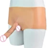 Lesbian Wearable Silicone Solid Penis Pants Silicone Dildo Pants with Realistic Testicles Couple Lesbian Flirting Sex Toy