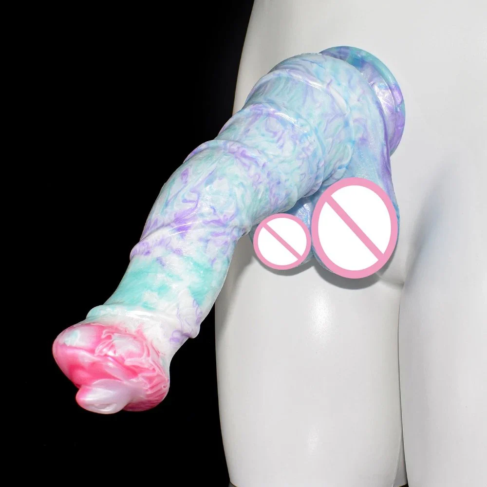 Liquid Silicone Cock Penis Animal Horse Dog Dildo Realistic Testicles Veins Dildo With Suction Cup Sex Toy