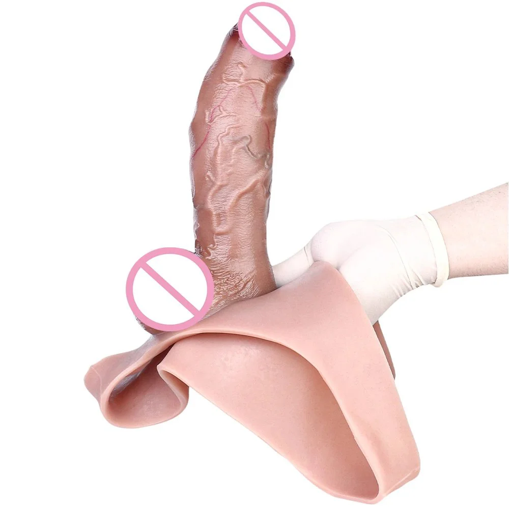 Hollow Soft Silicone Penis Sleeve Wearable Sex Dildo Pants Realistic Penis Enlargement Adult Sex Toys