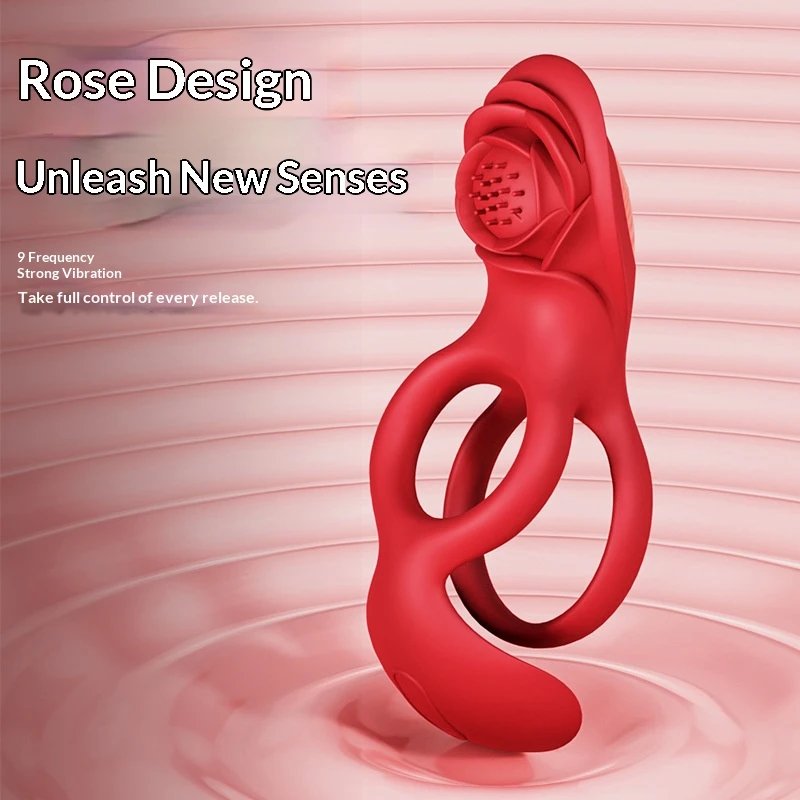 Unisex Adult Toy Rose Vibration Ring Comfortable Wearable Personal Health Care Product for Couples
