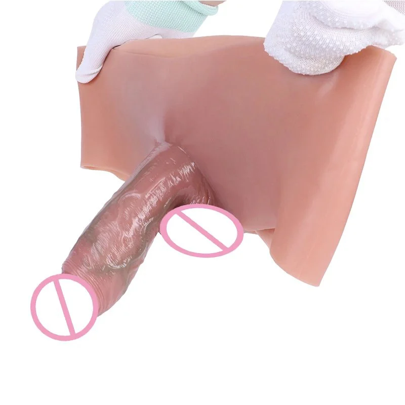 Male Briefs Shorts Strap on Hollow Dildo Silicone Wearable Penis Sleeve for Men Delay Ejaculation Sex Toys