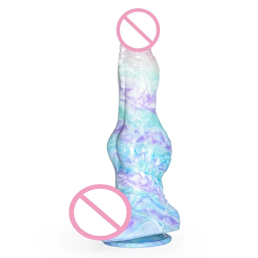 Silicone Big Knot Dog Dildo With Suction Cup Color Mixed Fantasy Animal Penis Butt Plug Size S M L Sex Toys