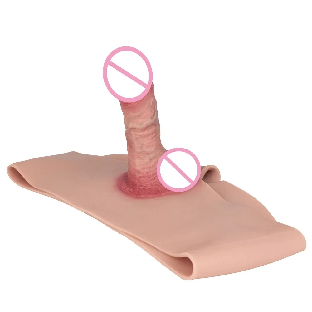 Hollow Realistic Dildo Extender Wearable Pants with Silicone Mid-Waist Pants Wearable Strap-On Toy for Men