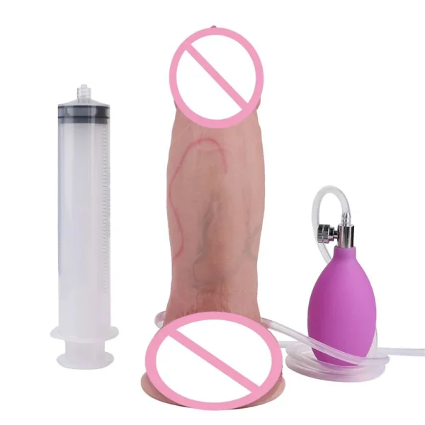 Simulation Sex Dildo Ejaculation Dildo Inflatable Water Spray Silicone Artificial Penis Female Masturbator