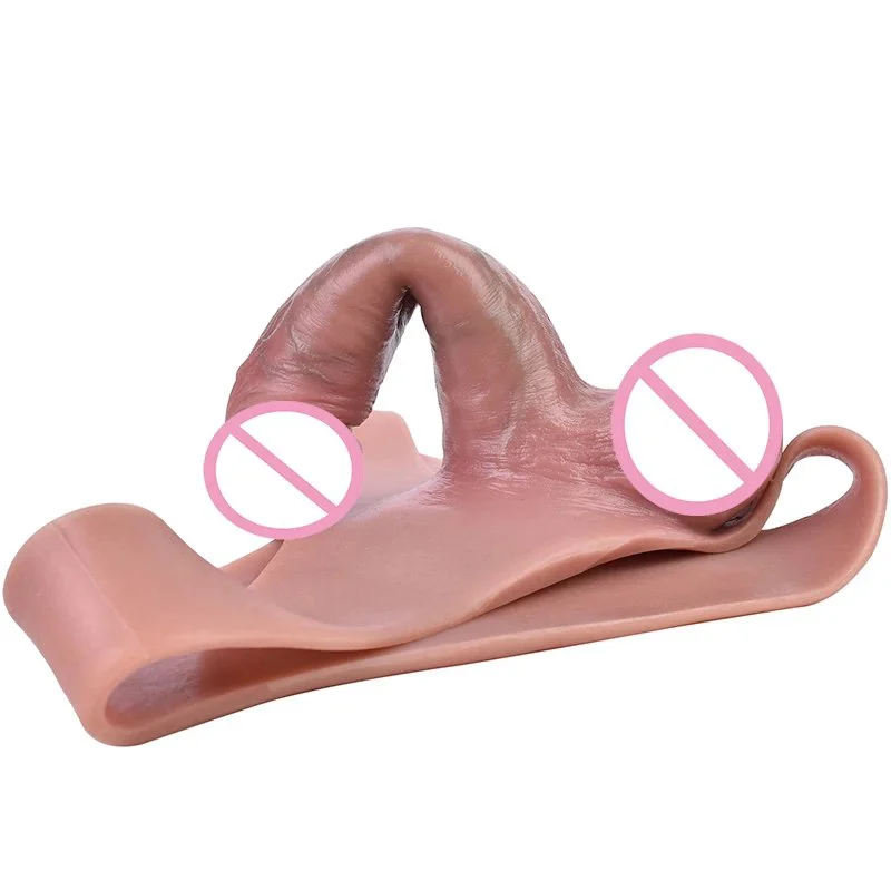 Hollow Strap on Dildo Sleeve for Men Erection Disorders Packers Realistic Harness Penis Enlarger Extender Imitator Longer