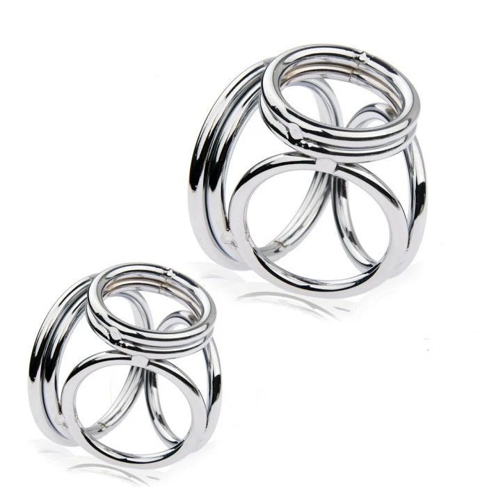 SM Adult Sex Toys Metal Triple Cock Ring for Men Locking Penis Ring Delay Ejaculation Feature