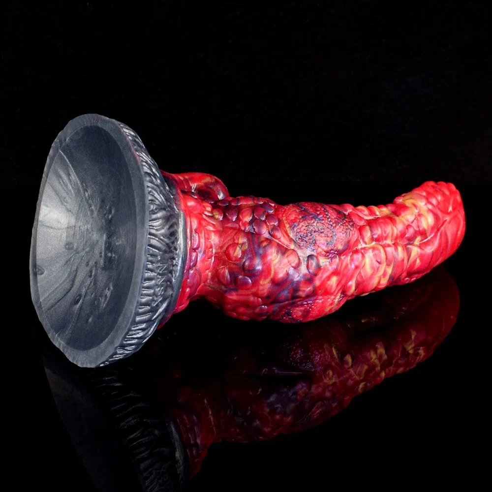 Monster Dildo With Suction Cup Flame Color Aliens Vagina Anal Plug Silicone Penis Sex Toy