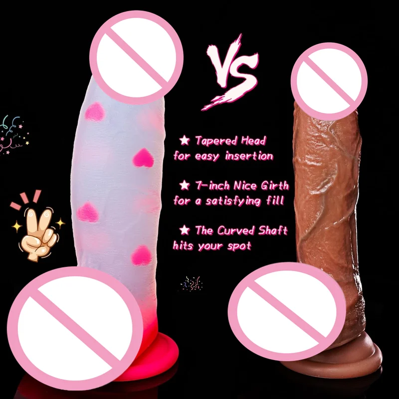 Monster Fantasy Dildo Big Thick 8 Inch Heart Pink Clear Liquid Silicone Dildo with Strong Suction Cup G Spot Anal Sex Toys