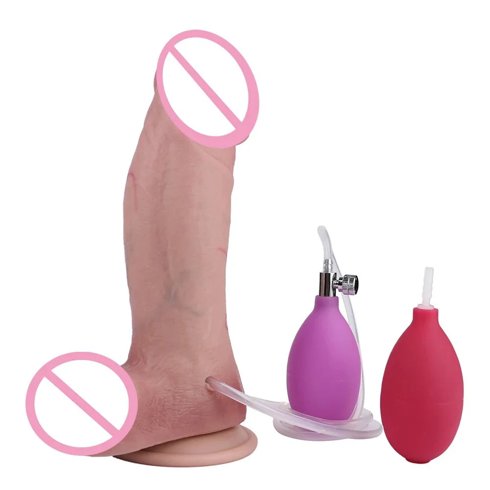 Simulation Sex Dildo Ejaculation Dildo Inflatable Water Spray Silicone Artificial Penis Female Masturbator