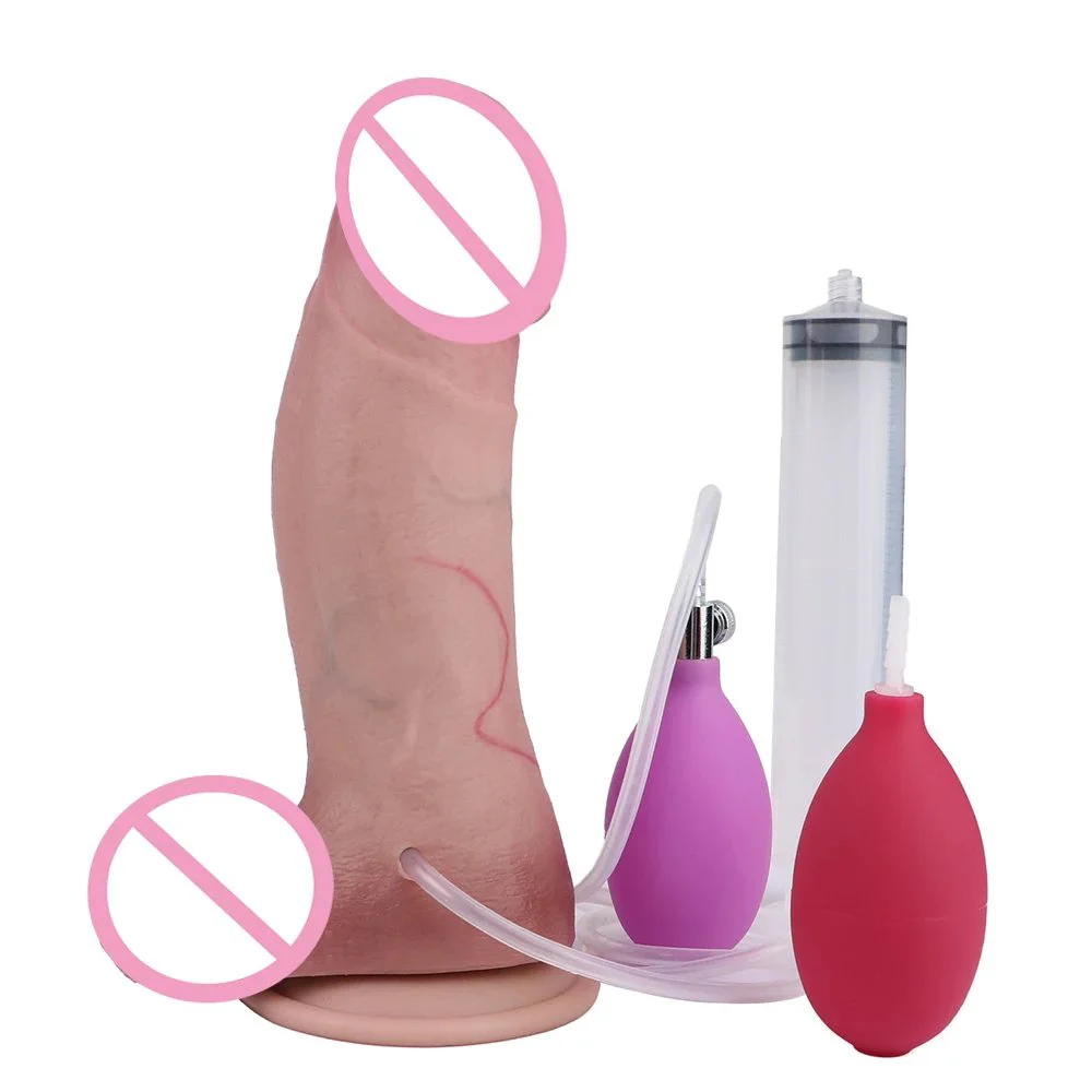 Simulation Sex Dildo Ejaculation Dildo Inflatable Water Spray Silicone Artificial Penis Female Masturbator