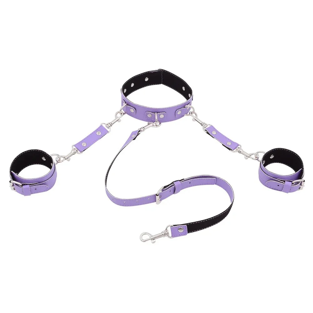 Bondage Hands Neck Connected Adult Sex Toy Leather Handcuffs Collar Other Sex Toy
