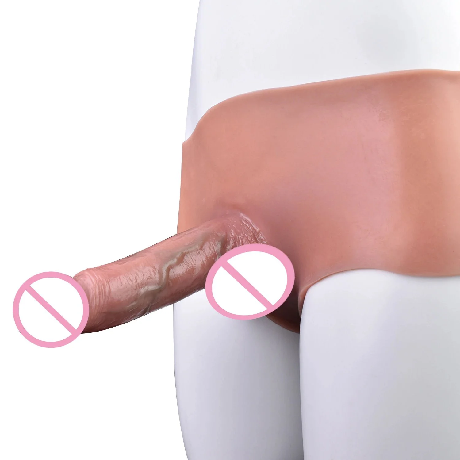 Adult Realistic Liquid Silicone Strap-On Dildo One Piece Hollow Dildo Pants Penis Enlargement Sleeve for Male Pleasure