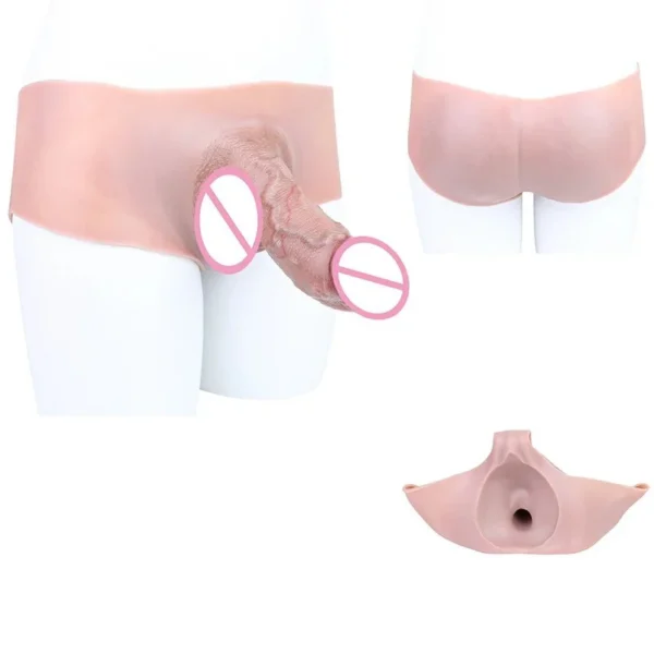 Realistic Hollow Strap-On Dildo Silicone Wearable Dildos Panties Cock Enlarger Sex Toy Reusable Penis Sleeve for Man &lesbian