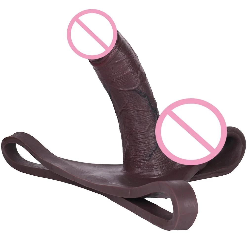 Black T-Back Hollow Silicone Penis Panties Extra-Long Wearable Dildo Underwear for Male Enlargement and Comfort