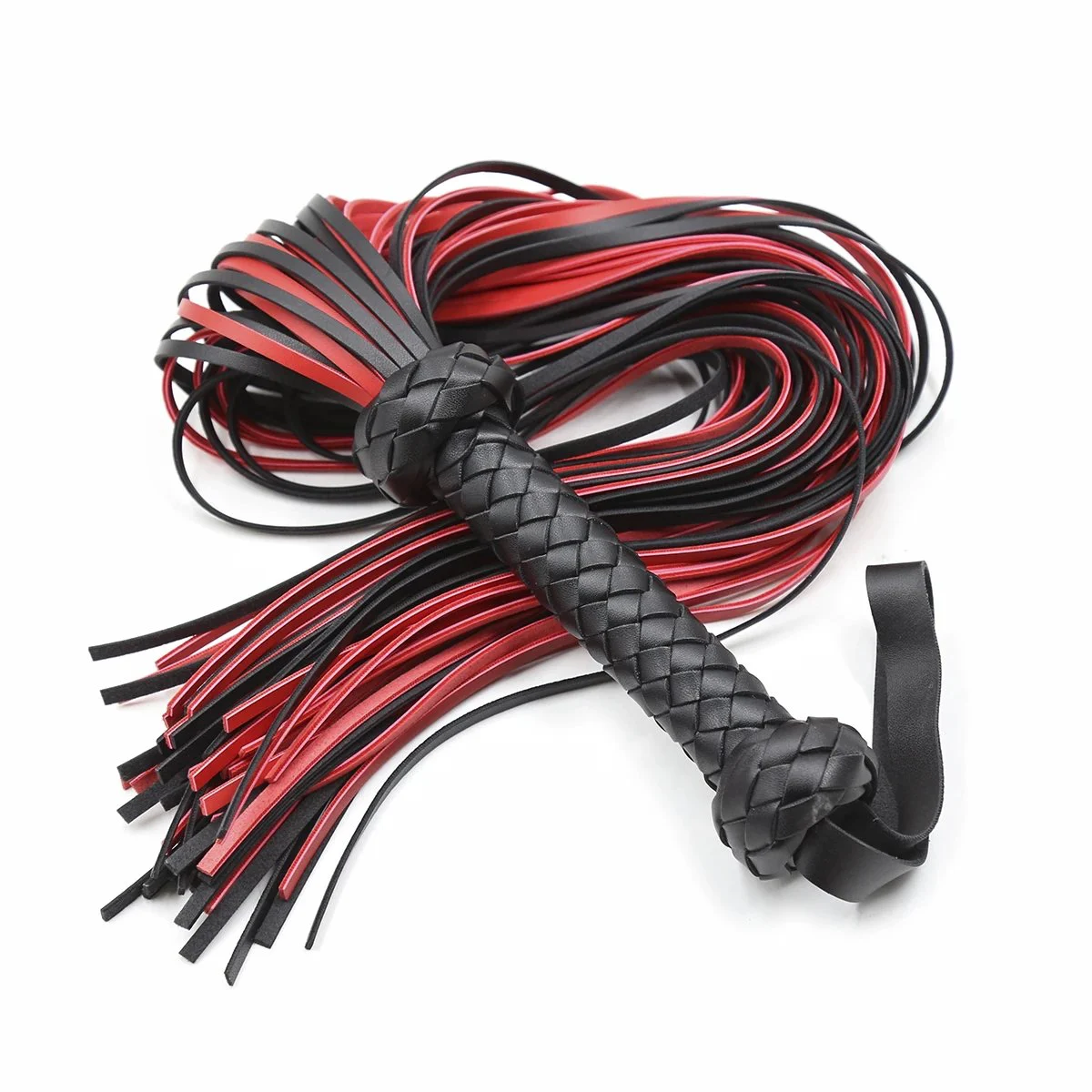 Bondage Whip Braided Handle PU Leather Whip Bright Leather Fun Handle Tune Game Queen Whip Adult Sex Toys