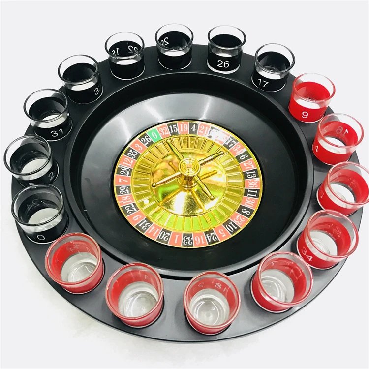 Adult Games Party Drinking Wheel Novelty Drinking Roulette Game With 16 Shot Glasses