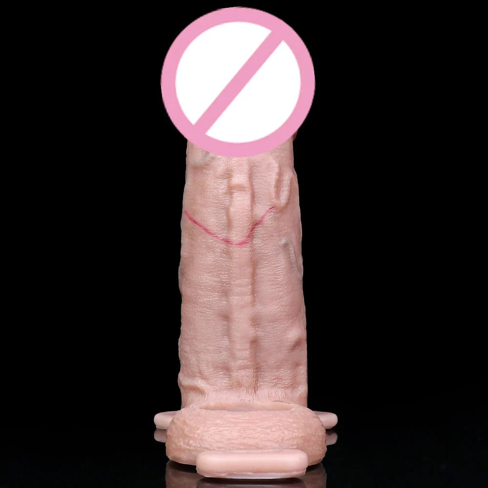 Realistic Strap-On Dildo Extender Soft Silicone Wearable Toy for Couples & Transgender Use