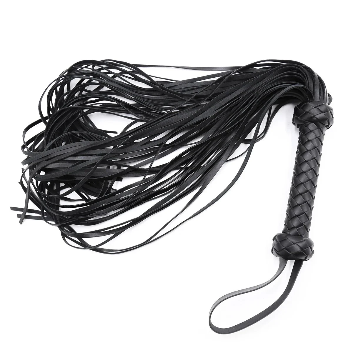 Bondage Whip Braided Handle PU Leather Whip Bright Leather Fun Handle Tune Game Queen Whip Adult Sex Toys
