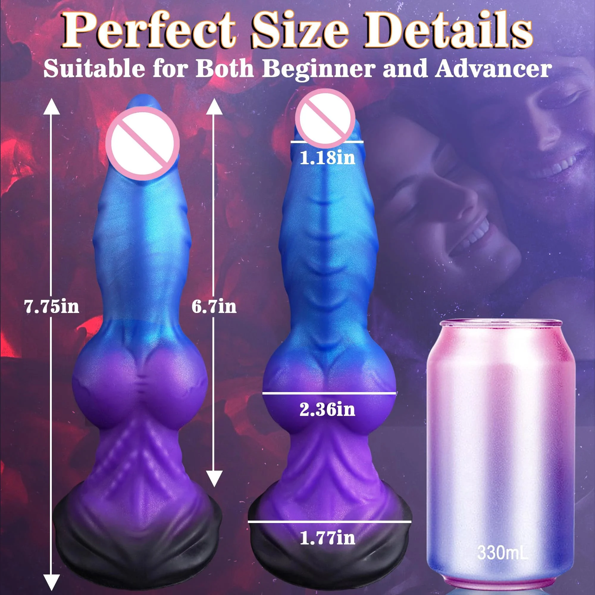 Monster Animal Thick Fantasy Alien Dog Knotted Dildo with Suction Cup Silicone Anal Plug for G-Spot Adult Use Soft Men & Women