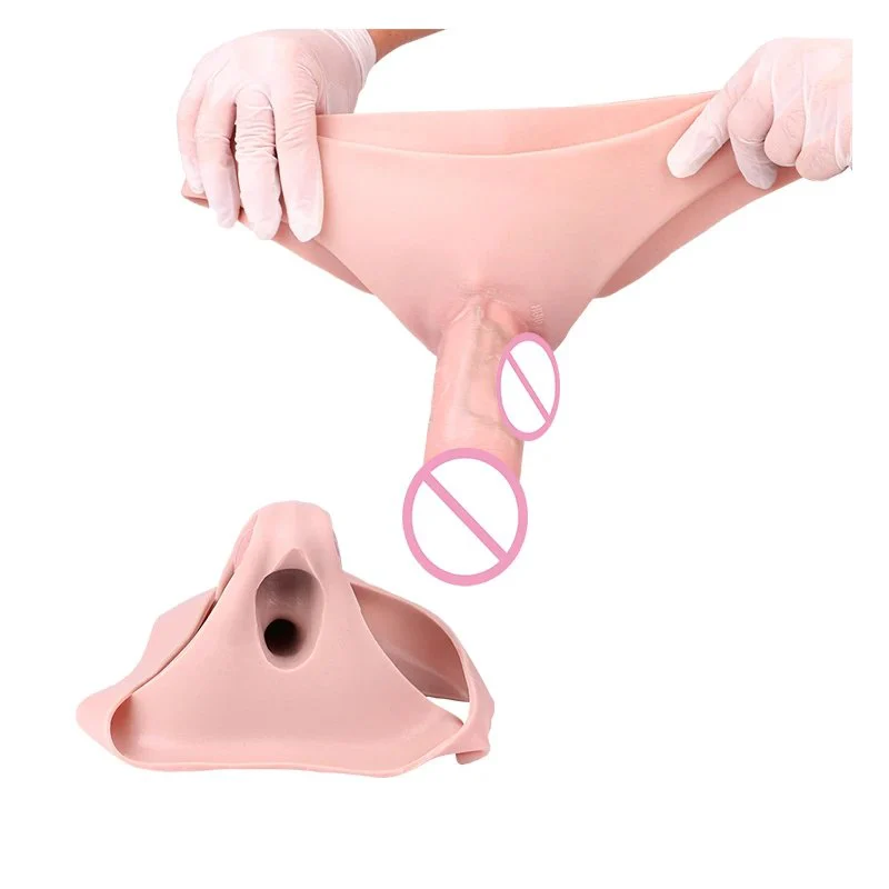 Silicone Hollow Strapon Dildo for Man Realistic Dildos Underwear Wearable Penis Extended Sleeve for Men Sex Toy Lesbian Dildos